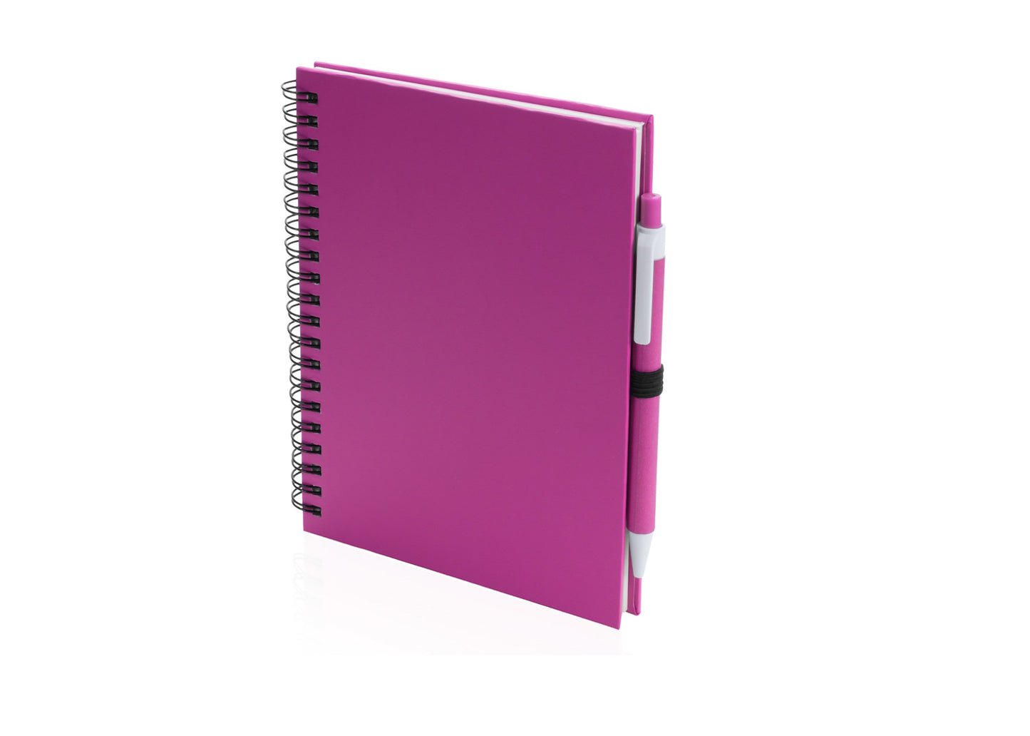 Bloc-notes avec spirales et stylo à bille rose