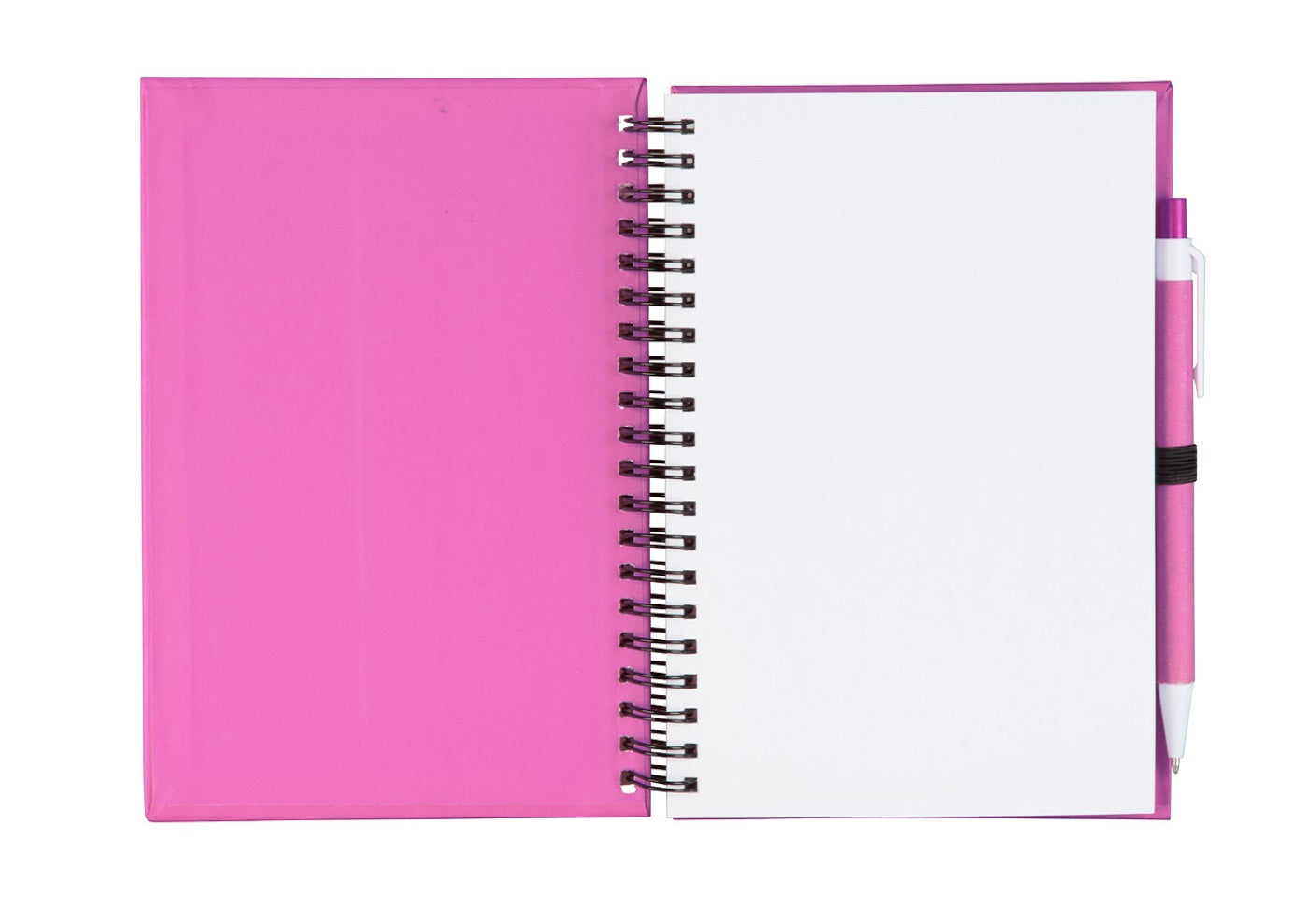 Bloc-notes avec spirales et stylo à bille rose